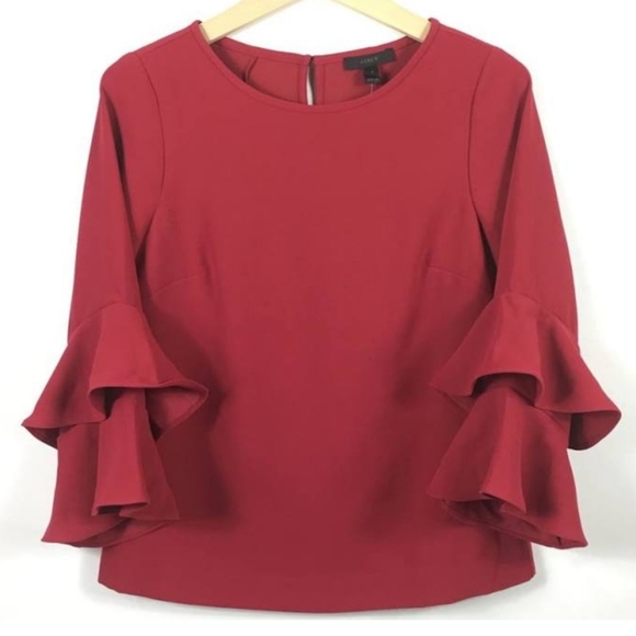 J. Crew Tops - J. Crew Ruffle Sleeve Blouse, Sz 10